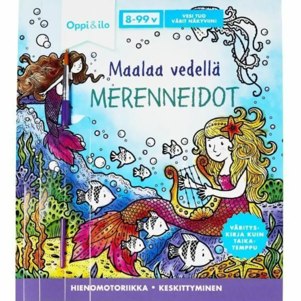 Oppi&ilo Maalaa vedellä merenneidot -puuhakirja