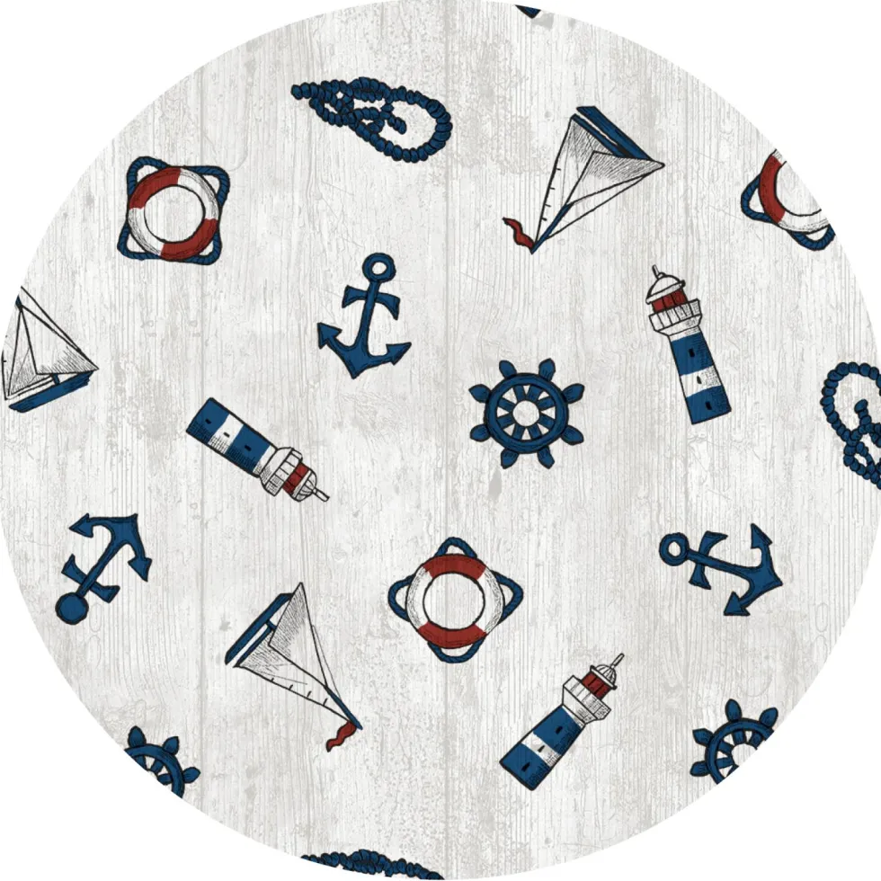 Pyöreä vahakangasliina Ø140cm Merellinen